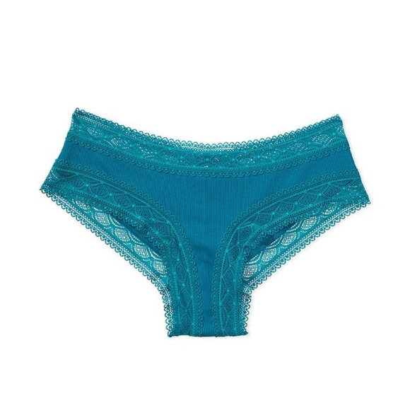Victoria's Secret Lace Waist Ribbed Cotton Cheeky Panty Evening Tide XL NEW - Picture 6 of 6